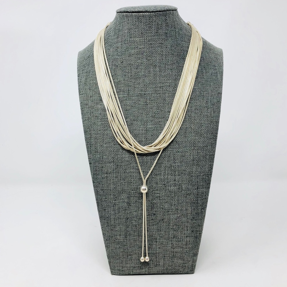 Sterling silver layered, tassel necklace, 44.7g